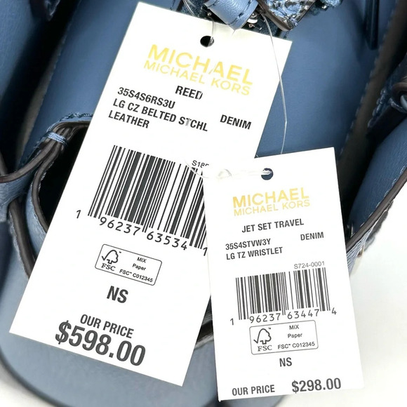 Michael Kors Large Reed Leather Belted Satchel Crossbody Bag & Large TZ Wristlet - Picture 15 of 15